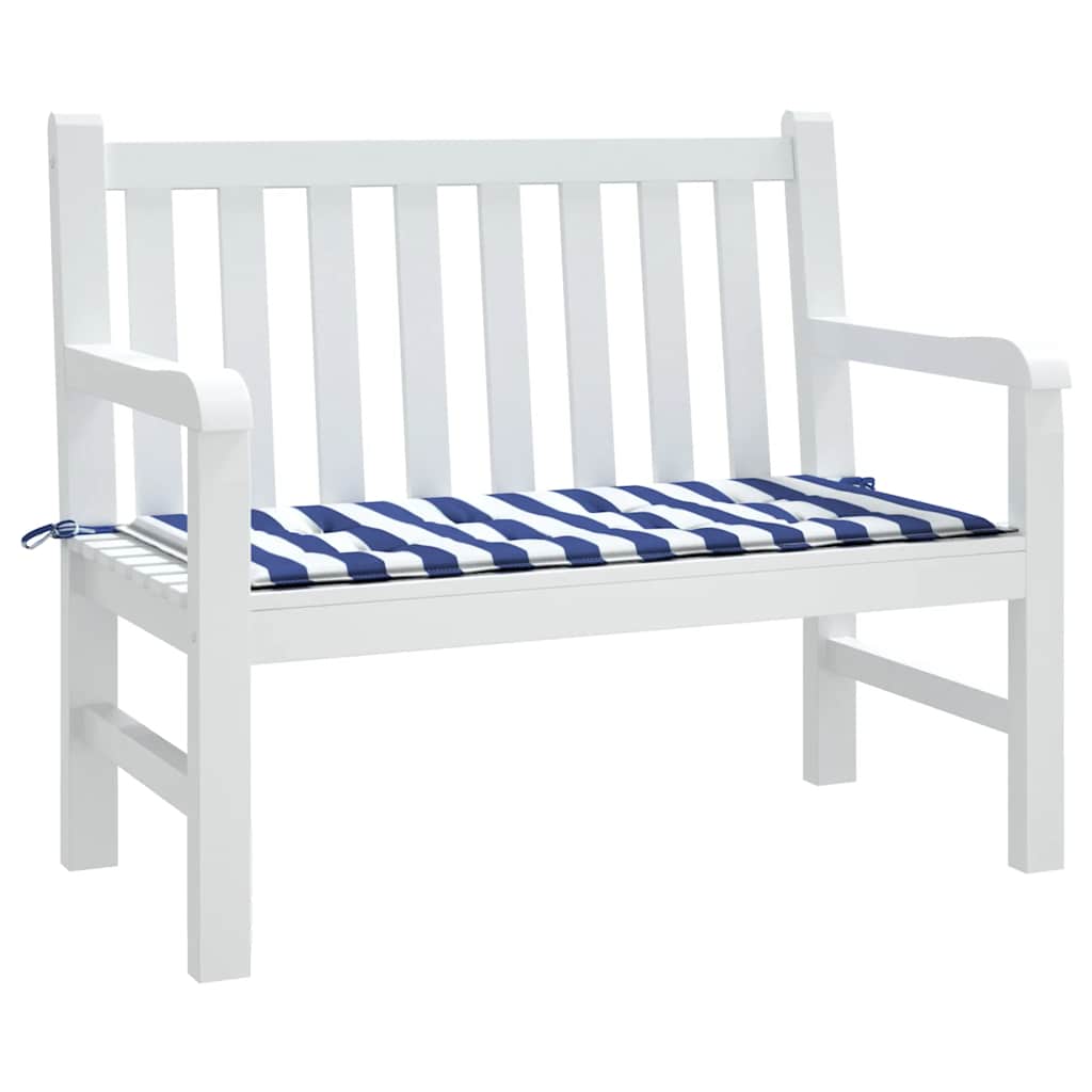 Almofadão p/ banco jardim 120x50x4 cm tecido oxford azul/branco