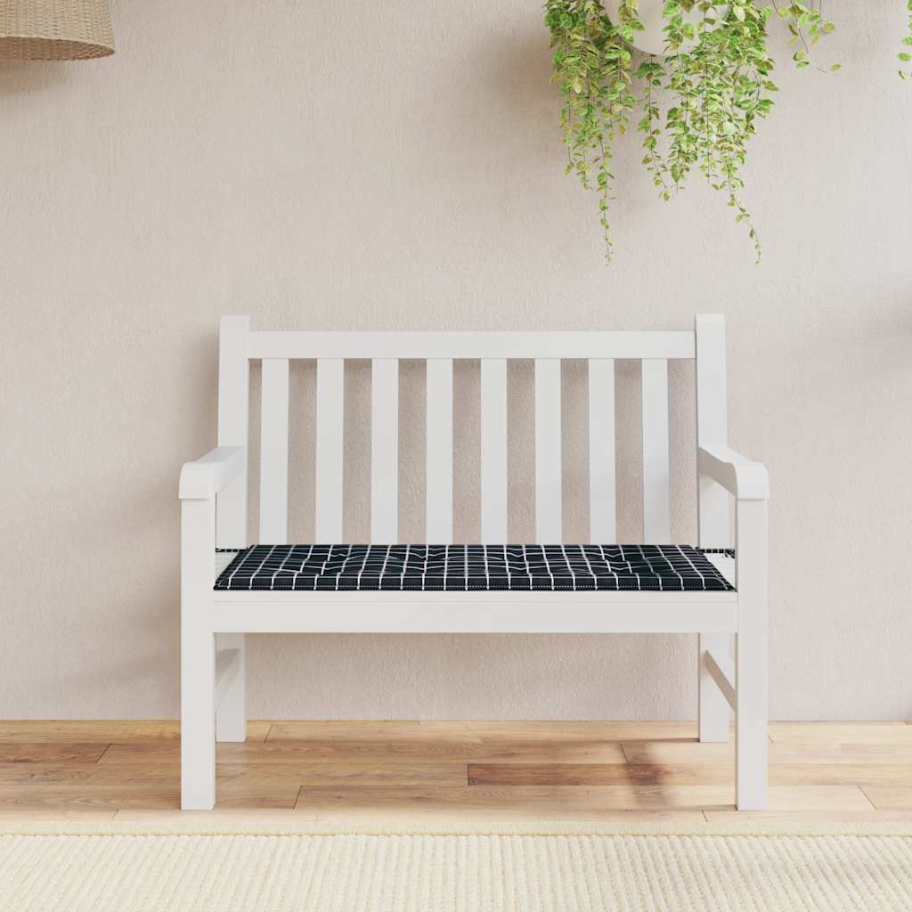 Almofadão p/ banco jardim 120x50x4cm tecido oxford xadrez preto