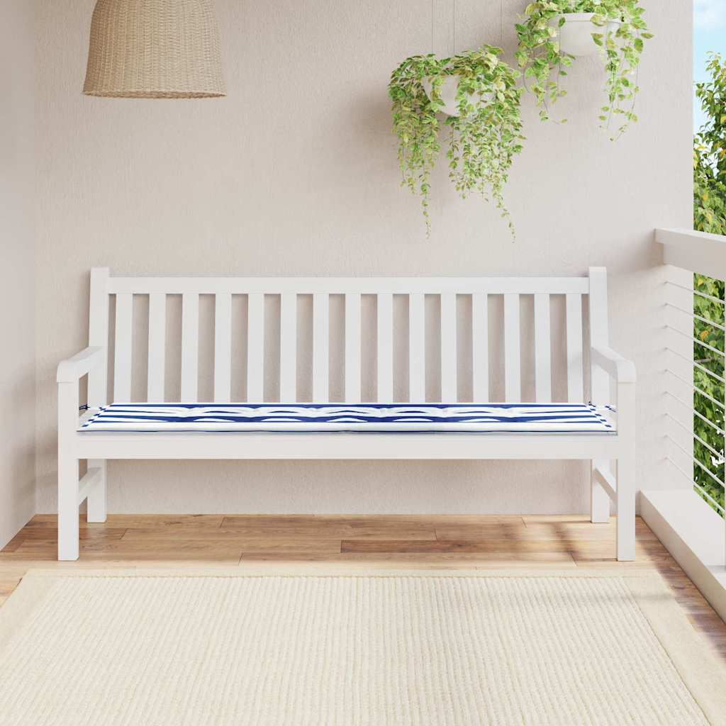 Travesseiro para Banco de Jardim Azul e branco 180 x 50 x 4 cm