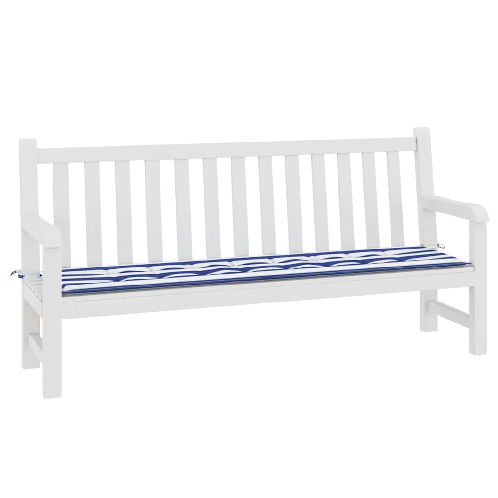 Almofadão p/ banco jardim 200x50x4 cm tecido riscas azul/branco