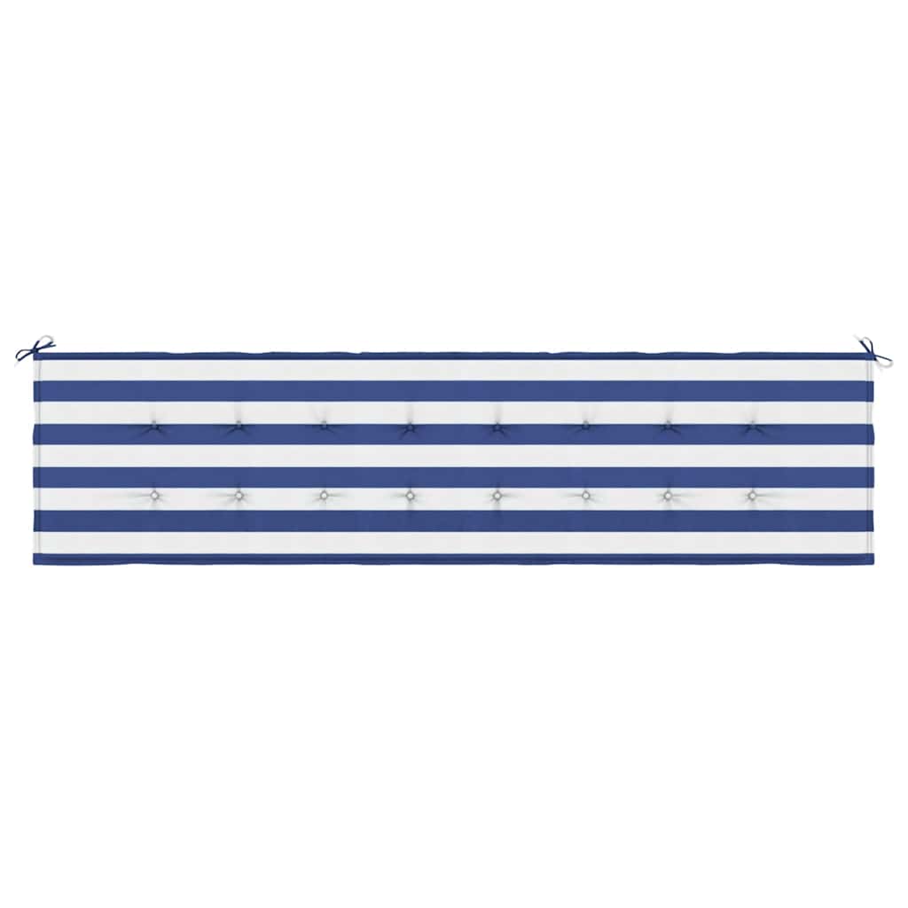 Almofadão p/ banco jardim 200x50x4 cm tecido riscas azul/branco