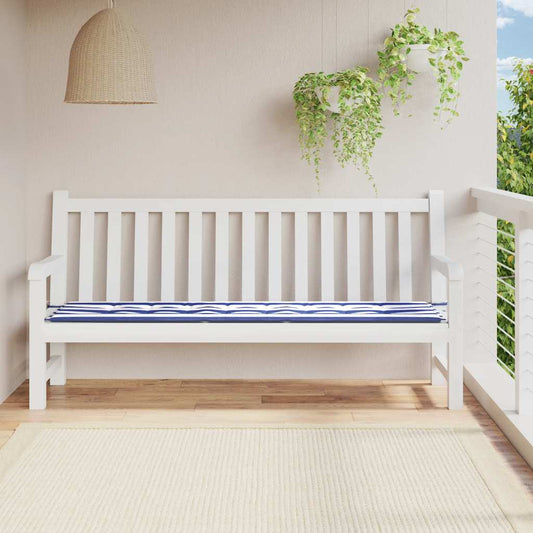 Almofadão p/ banco jardim 200x50x4 cm tecido riscas azul/branco