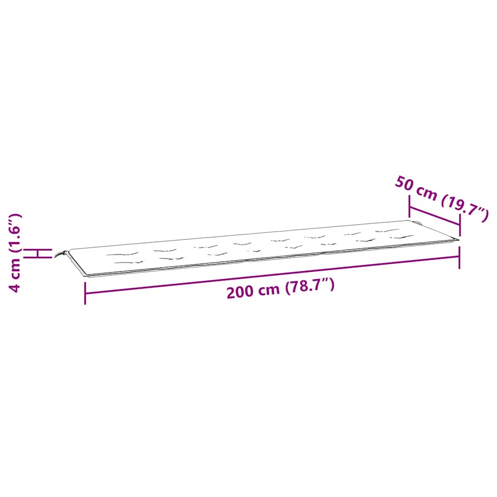 Almofadão p/ banco de jardim 200x50x4 cm tecido turquesa
