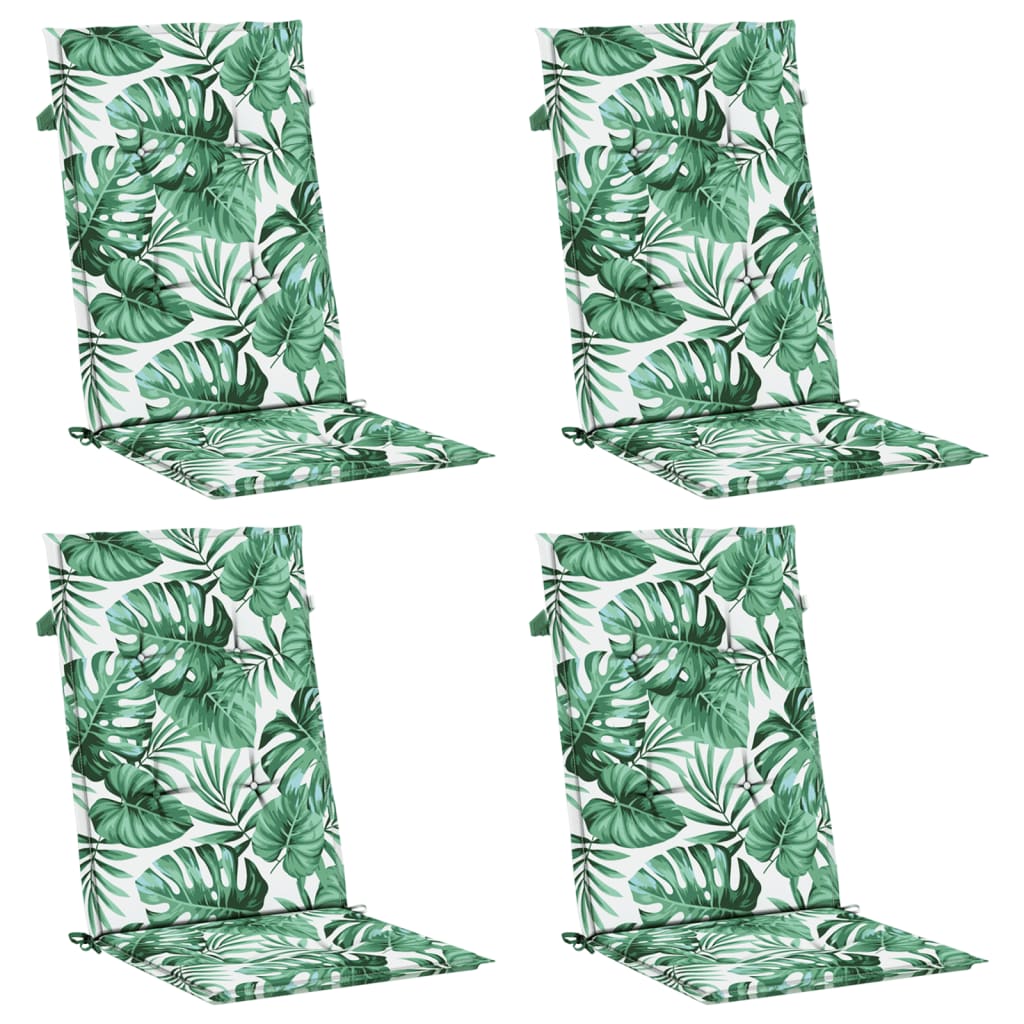 Almofadões cadeira de encosto alto 4 pcs tecido folhas