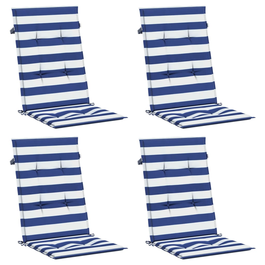 Almofadões cadeira encosto alto 4 pcs tecido riscas azul/branco