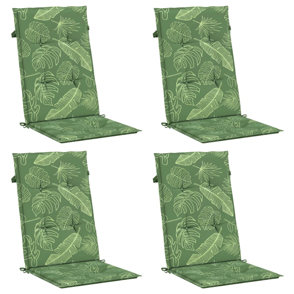 Almofadões cadeira de encosto alto 4 pcs tecido folhas