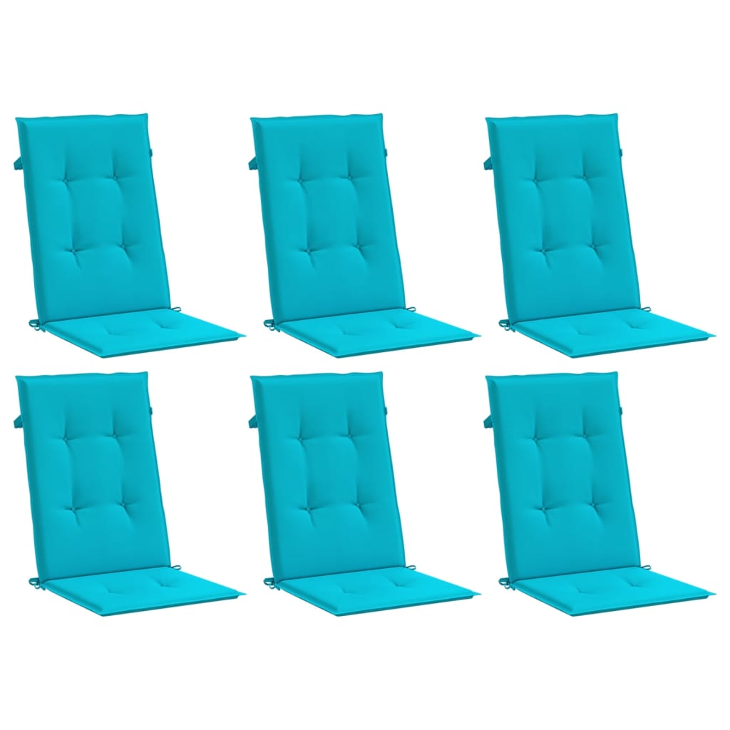 Almofadões cadeira de encosto alto 6 pcs tecido turquesa