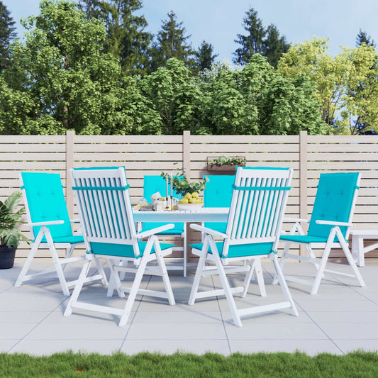 Almofadões cadeira de encosto alto 6 pcs tecido turquesa