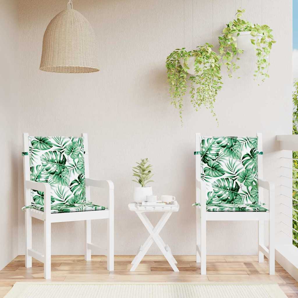 Almofadas de cadeira 2 pcs Padrão de folhas 100 x 50 x 3 cm