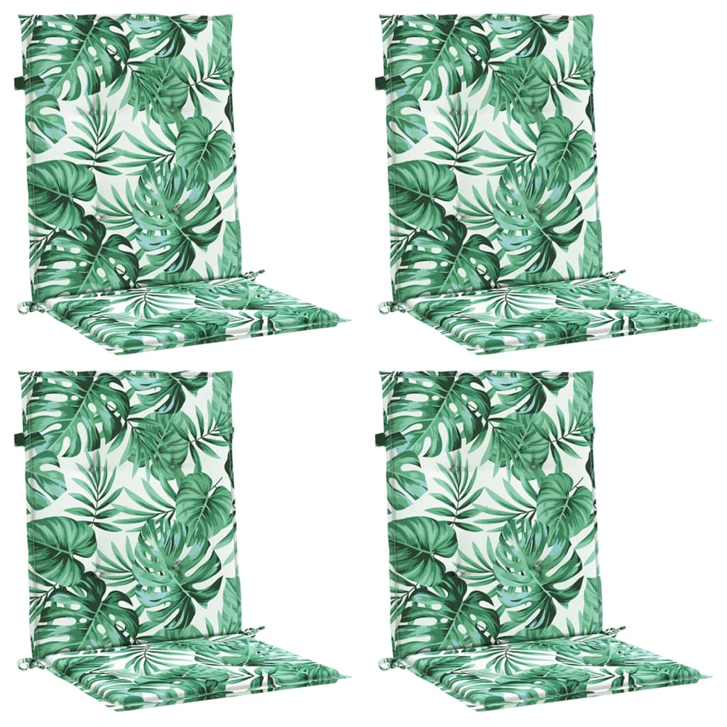 Almofadões cadeira de encosto baixo 4 pcs tecido padrão folhas