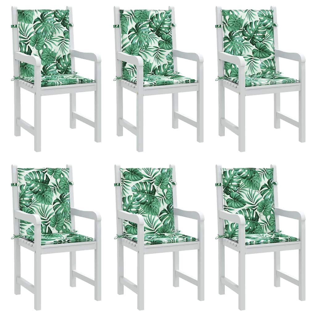 Almofadas de cadeira 6 pcs Padrão de folhas 100 x 50 x 3 cm