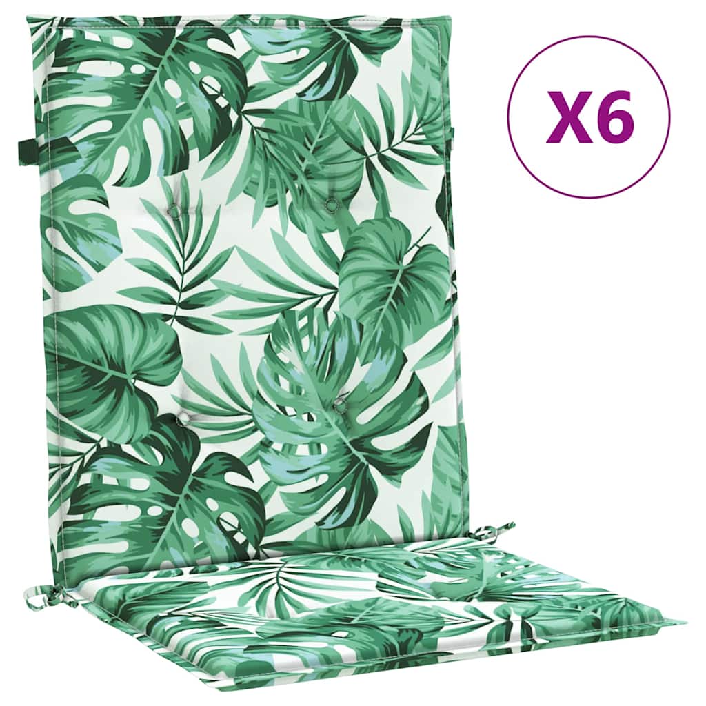 Almofadas de cadeira 6 pcs Padrão de folhas 100 x 50 x 3 cm