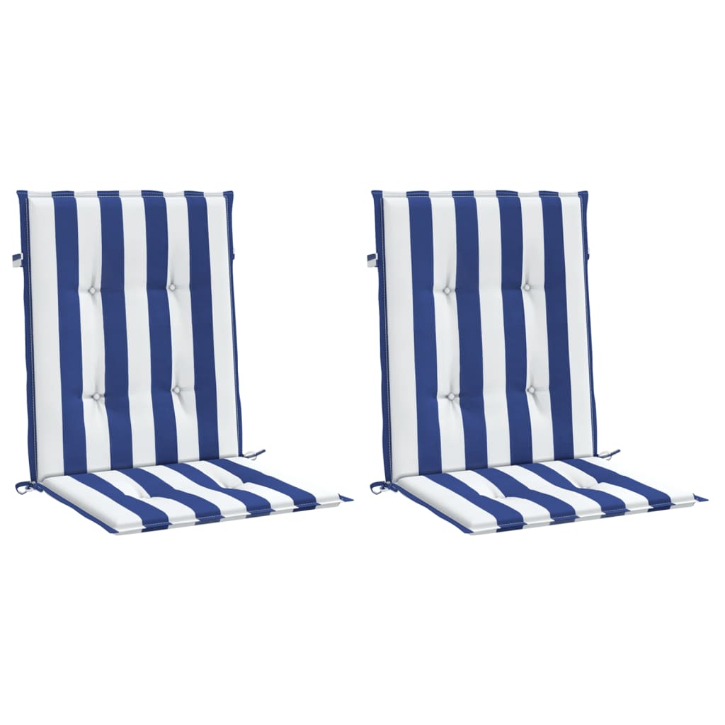 Almofadões cadeira encosto baixo 2pcs tecido riscas azul/branco