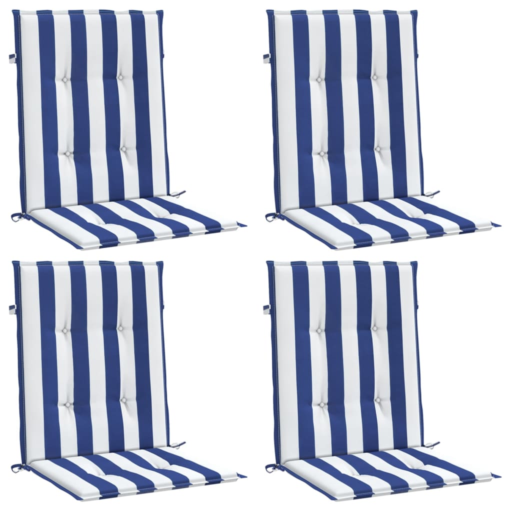 Almofadões cadeira encosto baixo 4pcs tecido riscas azul/branco