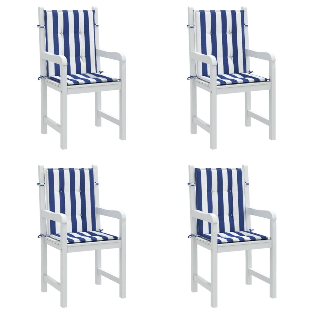 Almofadões cadeira encosto baixo 4pcs tecido riscas azul/branco