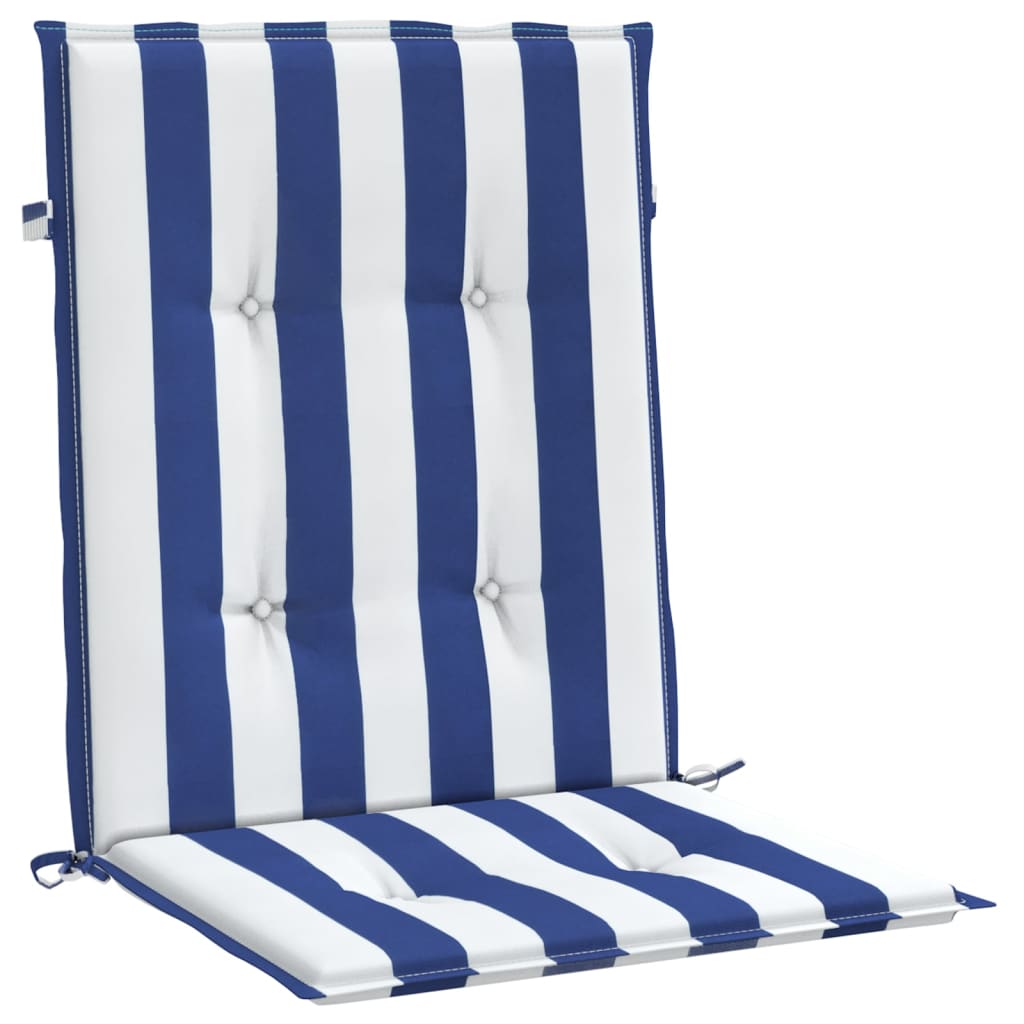 Almofadões cadeira encosto baixo 4pcs tecido riscas azul/branco