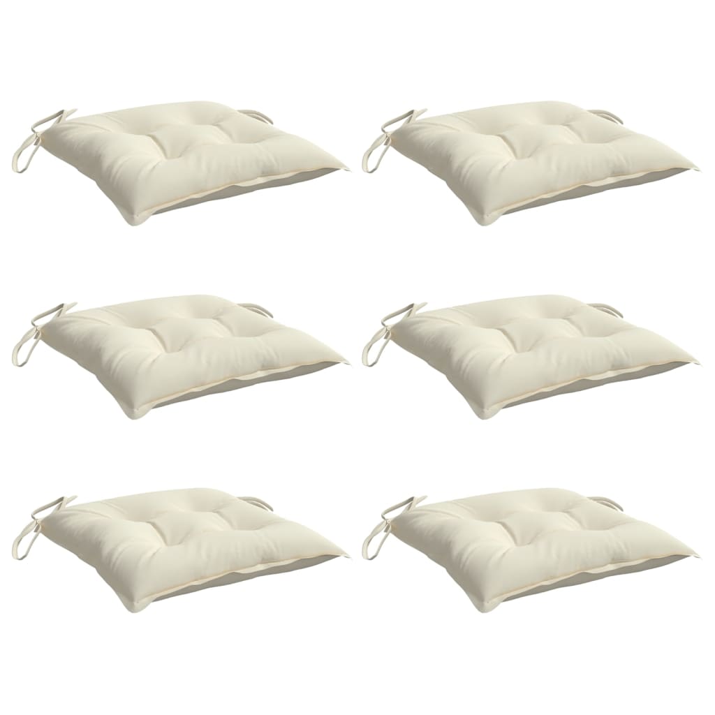 Almofadões de cadeira 6 pcs 40x40x7cm tecido oxford branco nata