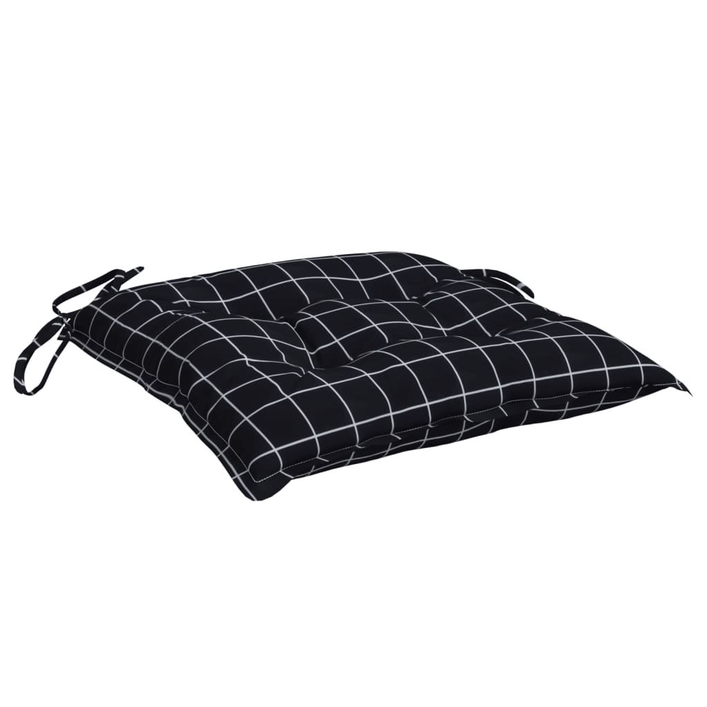 Almofadões para cadeira 6 pcs 40x40x7 cm tecido xadrez preto
