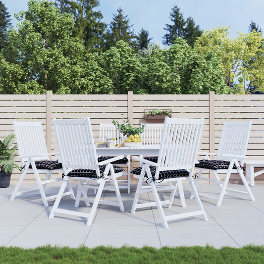 Almofadões para cadeira 6 pcs 40x40x7 cm tecido xadrez preto