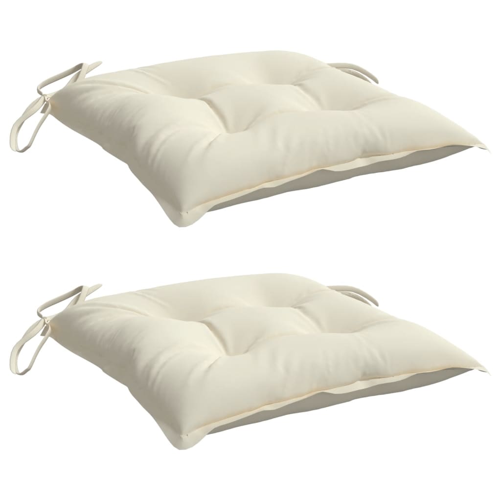 Almofadões de cadeira 2 pcs 50x50x7cm tecido oxford branco nata