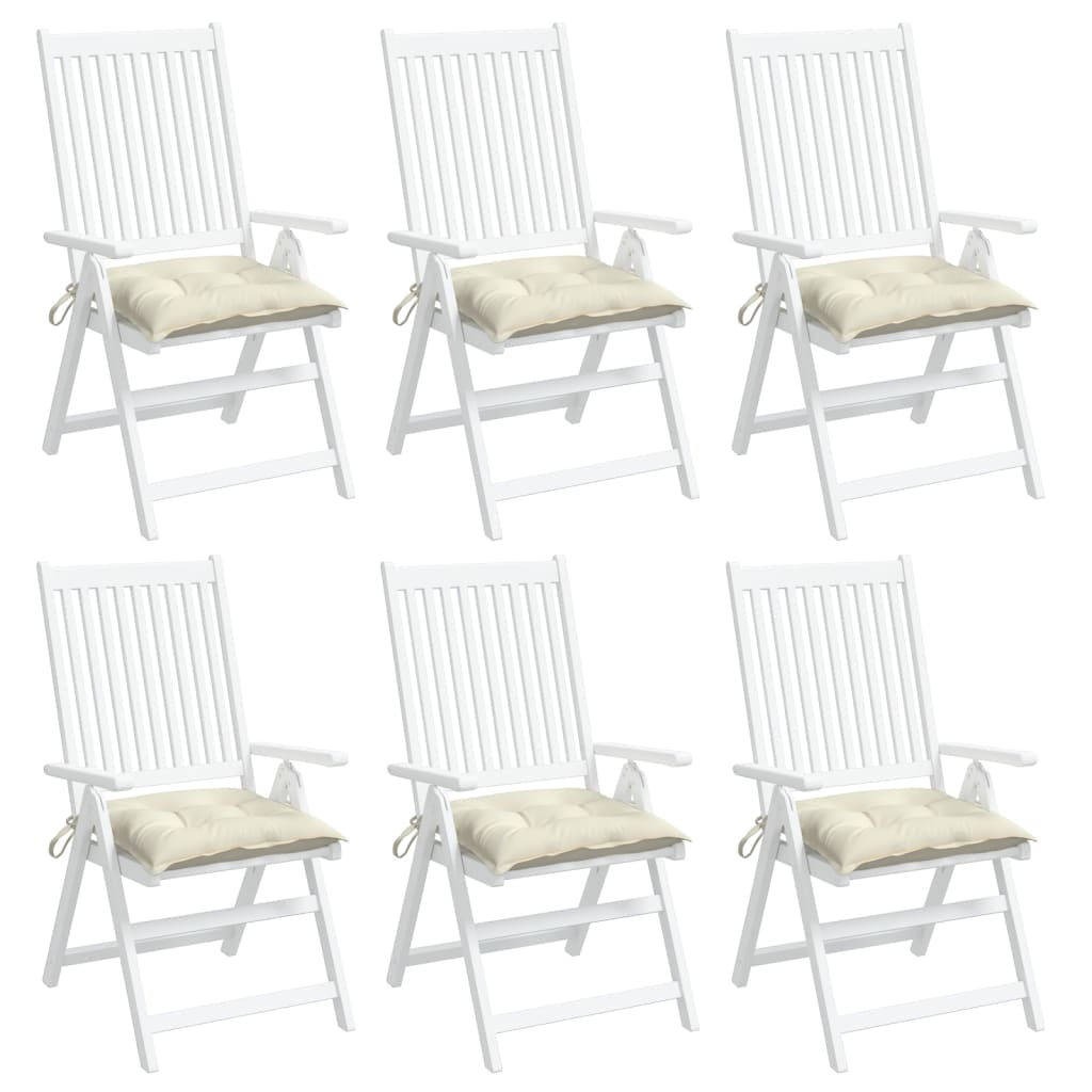 Almofadões de cadeira 6 pcs 50x50x7cm tecido oxford branco nata