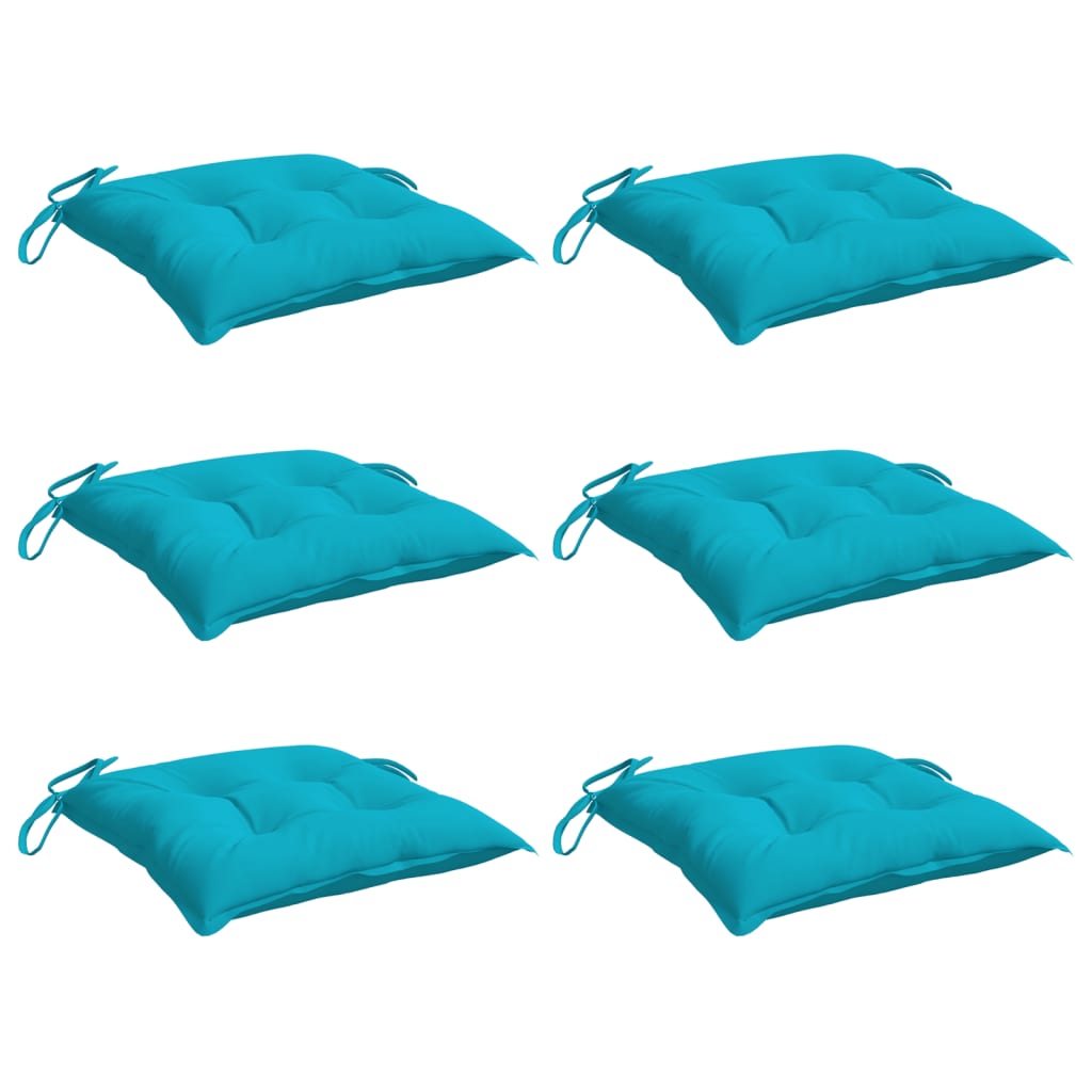 Almofadões de cadeira 6 pcs 50x50x7 cm tecido oxford turquesa