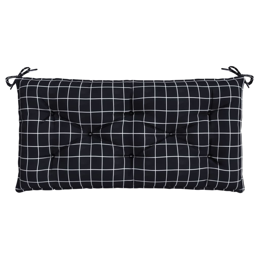 Almofadão p/ banco jardim 100x50x7cm tecido oxford xadrez preto
