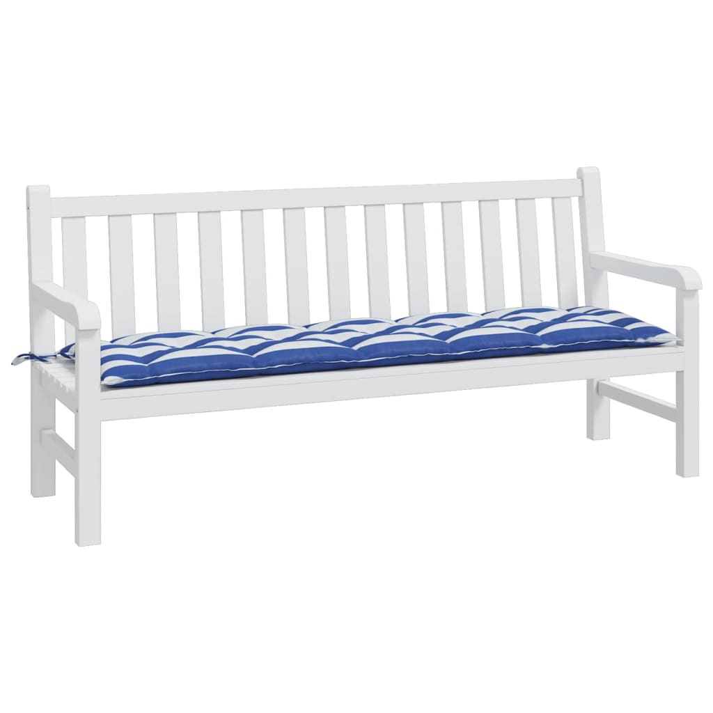 Almofadão p/ banco jardim 180x50x7 cm tecido oxford azul/branco