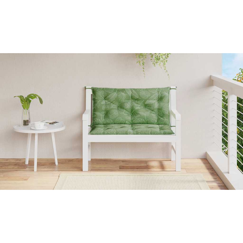 Almofadões banco jardim 2 pcs 100x50x7 cm tecido padrão folhas