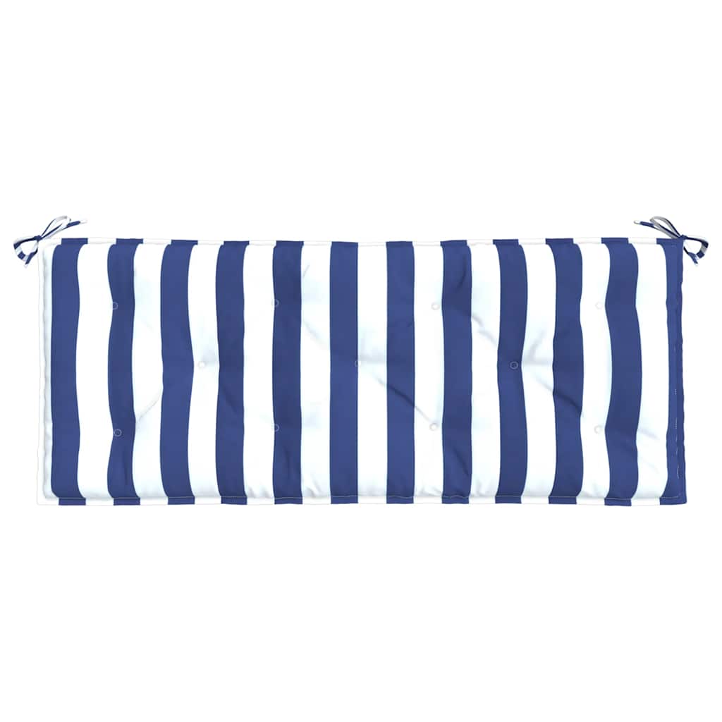 Almofadões p/ banco jardim 2 pcs 120x50x7 cm tecido azul/branco