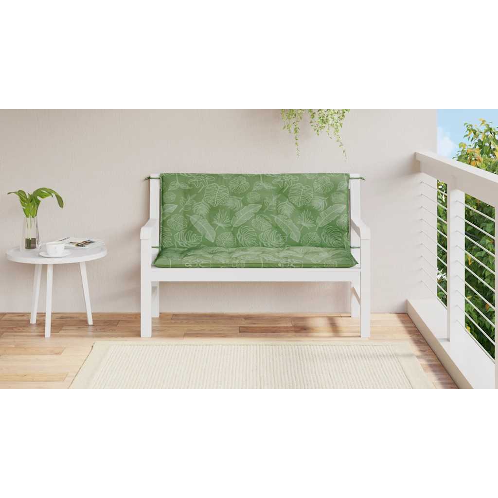 Almofadões banco jardim 2 pcs 120x50x7 cm tecido padrão folhas