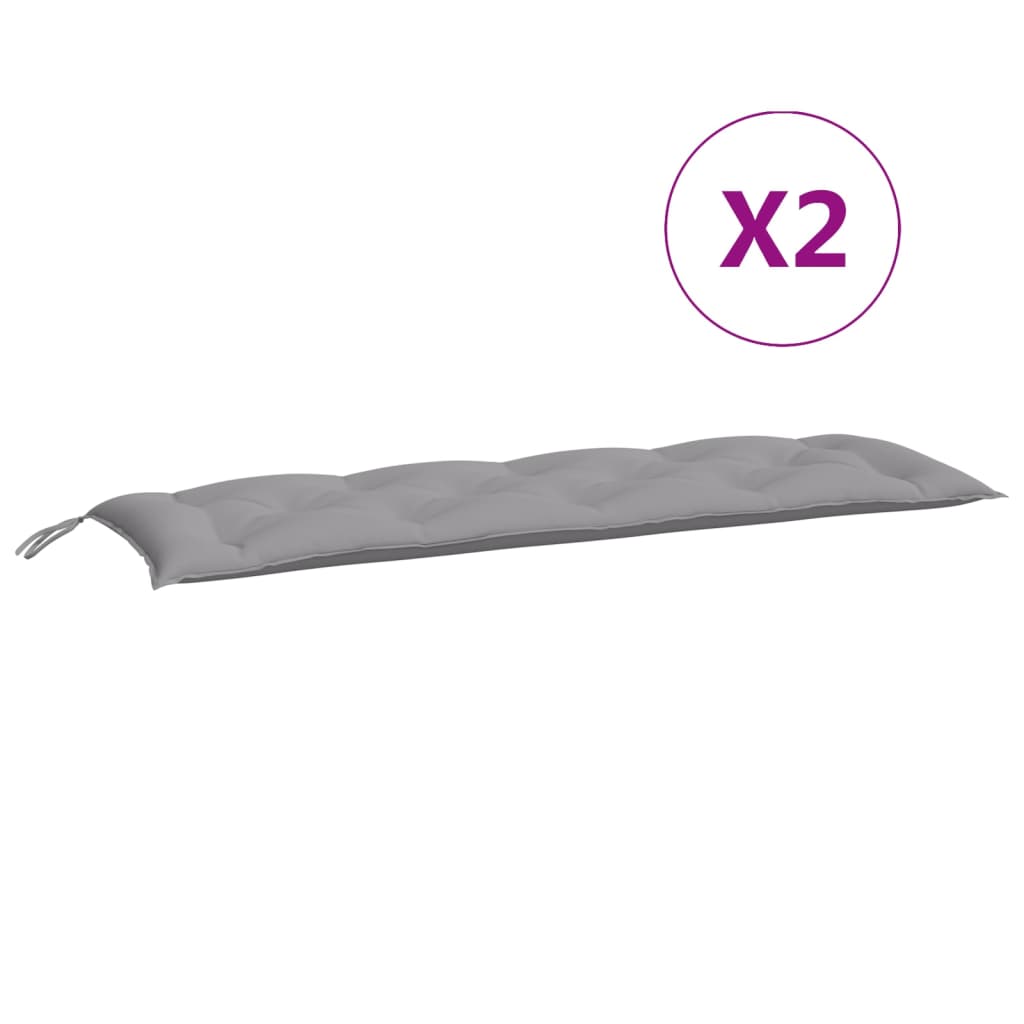 Almofadões banco jardim 2 pcs 150x50x7cm tecido oxford cinzento