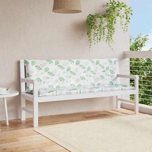 Almofadões banco jardim 2 pcs 150x50x7 cm tecido padrão folhas
