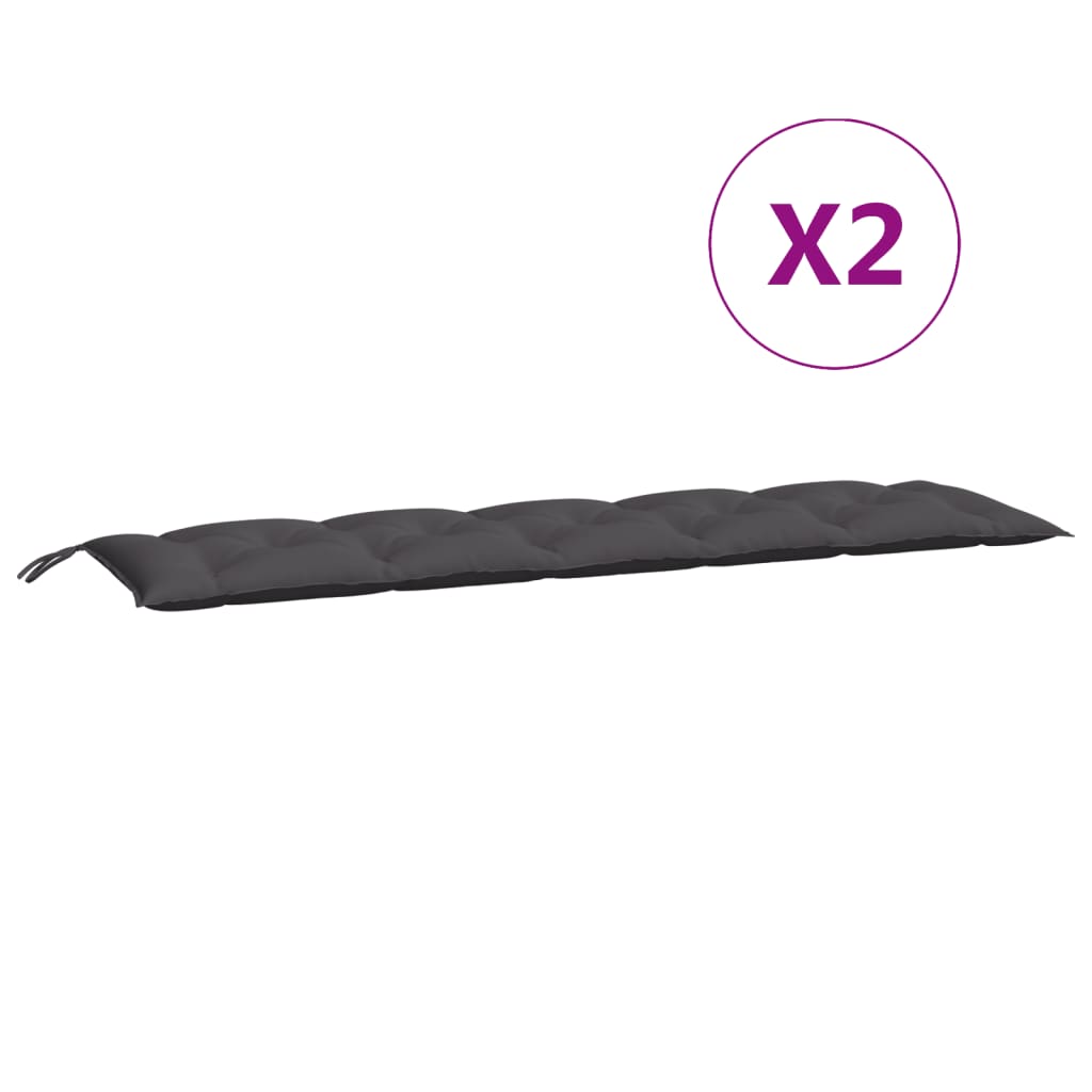 Almofadões banco jardim 2pcs 180x50x7cm tecido oxford antracite