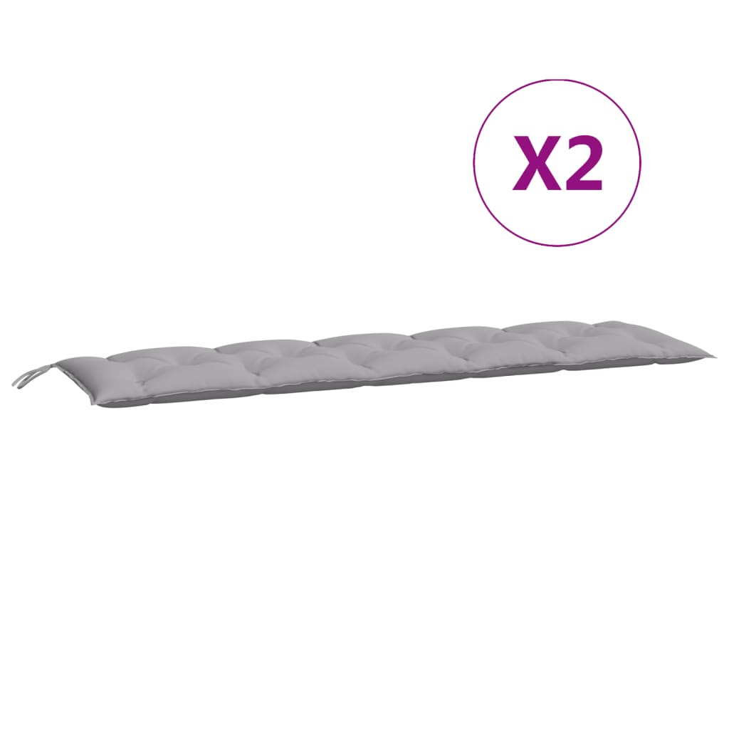 Almofadões banco jardim 2 pcs 180x50x7cm tecido oxford cinzento