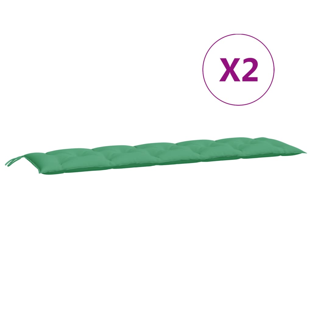 Almofadões banco jardim 2 pcs 180x50x7cm tecido oxford verde