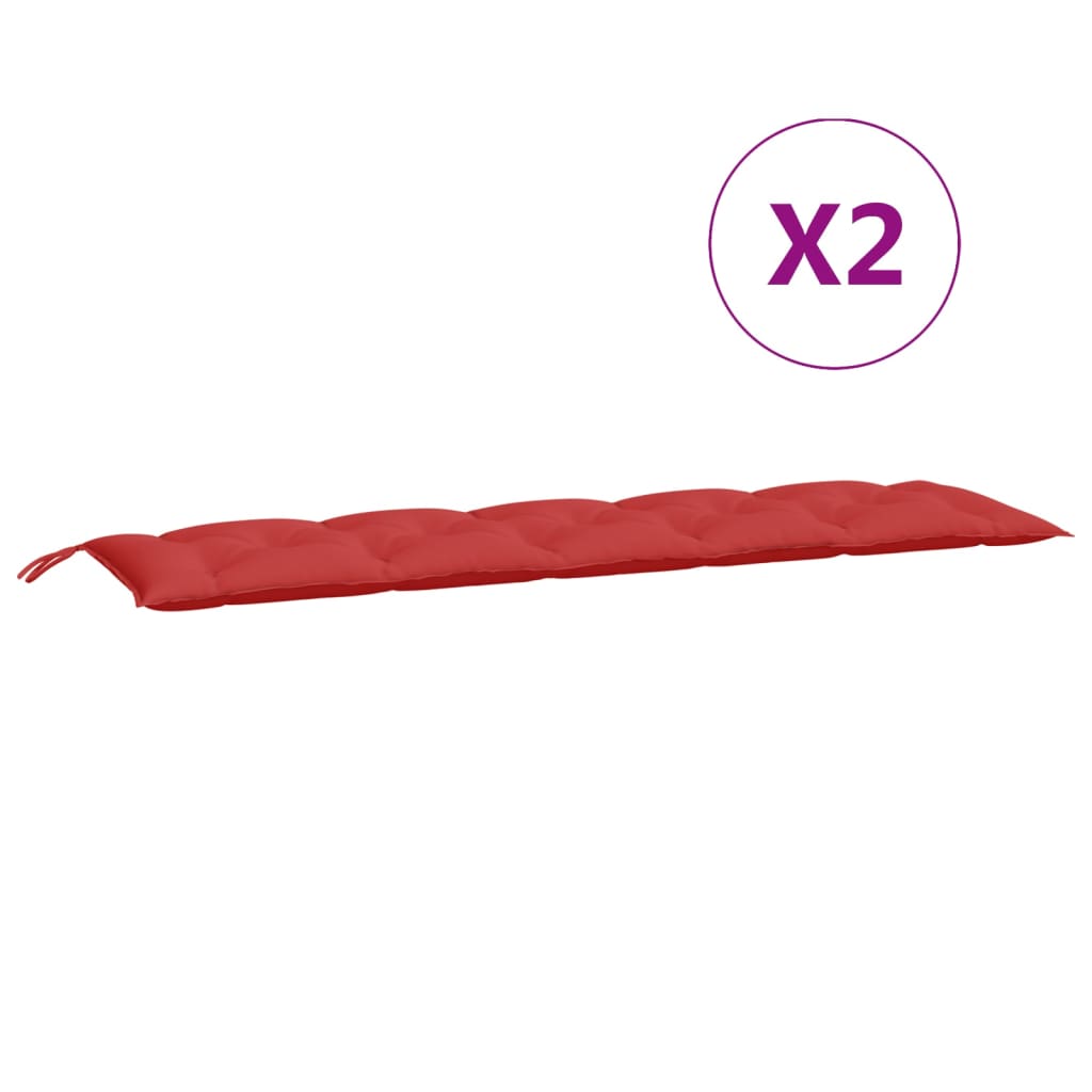 Almofadões banco jardim 2 pcs 180x50x7cm tecido oxford vermelho
