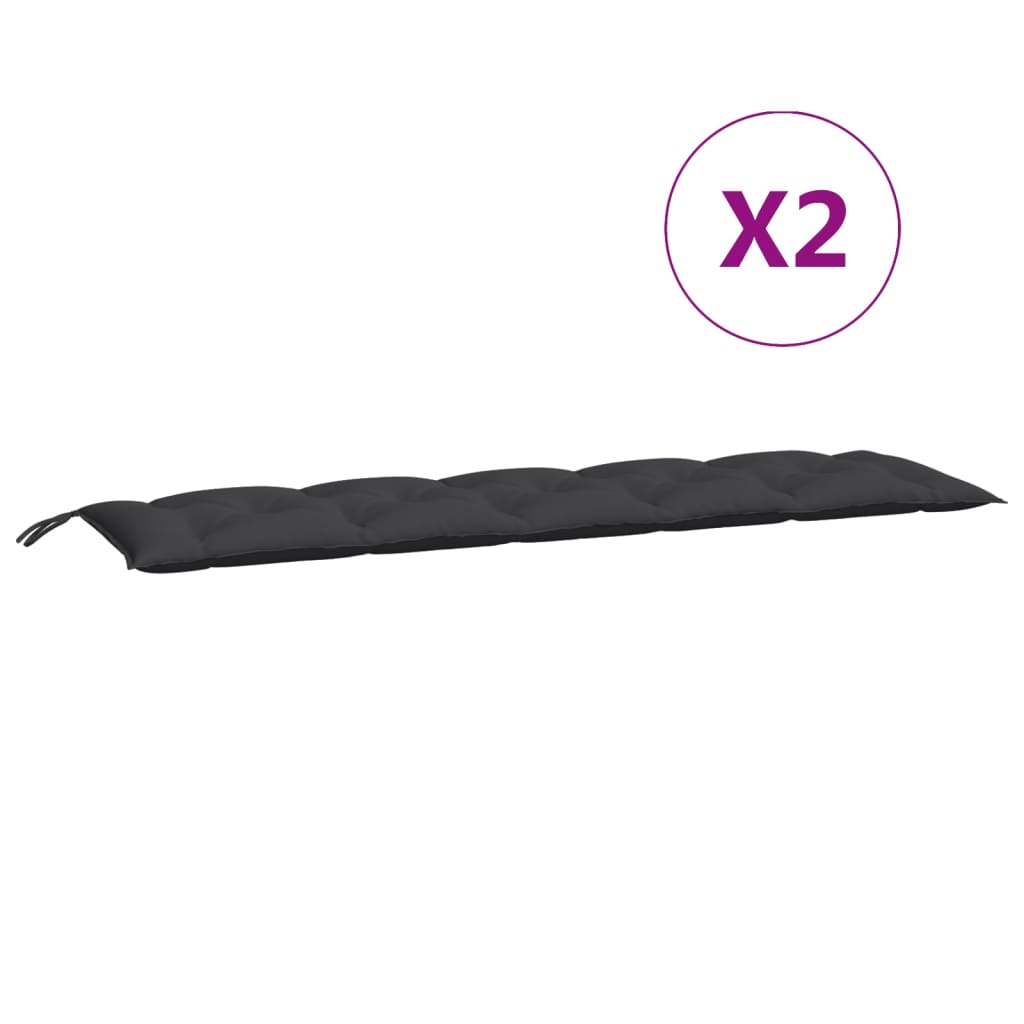 Almofadões banco jardim 2 pcs 180x50x7cm tecido oxford preto
