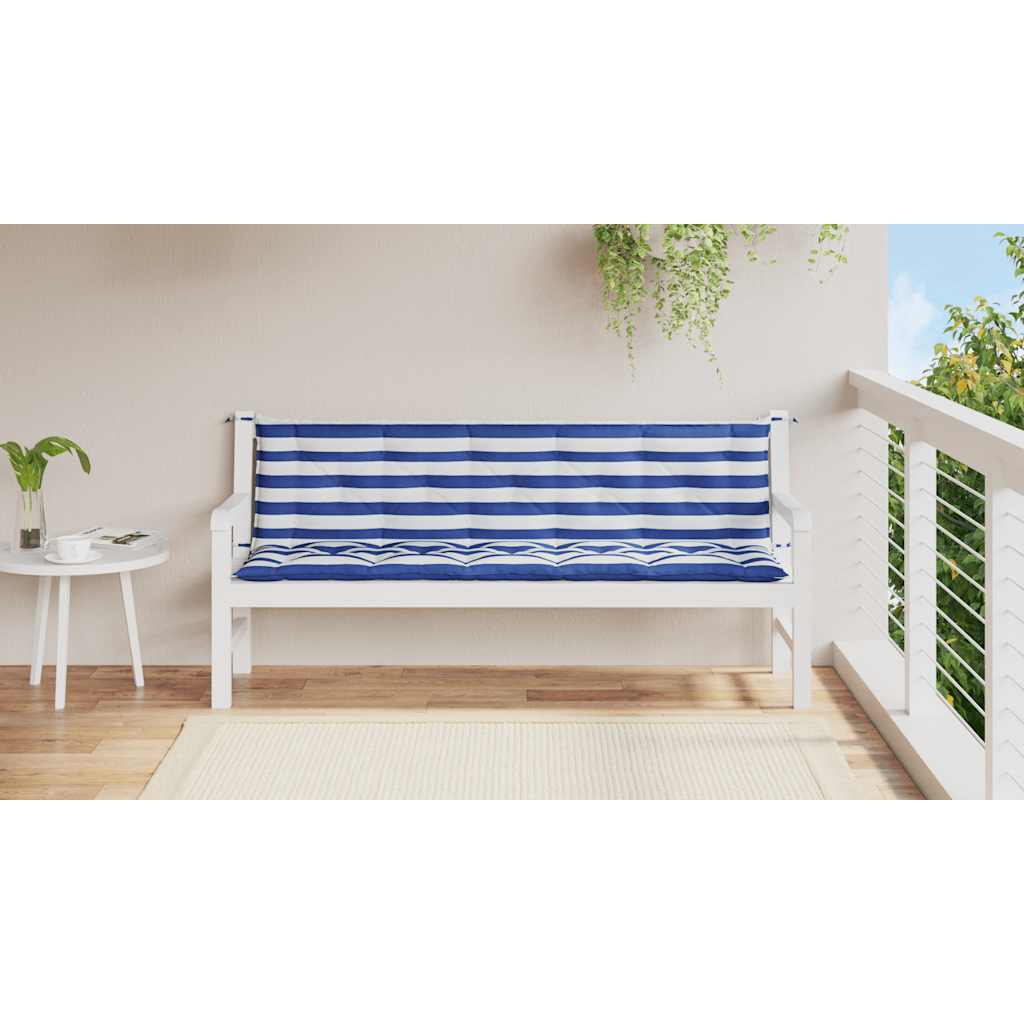 Almofadões p/ banco de jardim 2pcs oxford riscas azul/branco