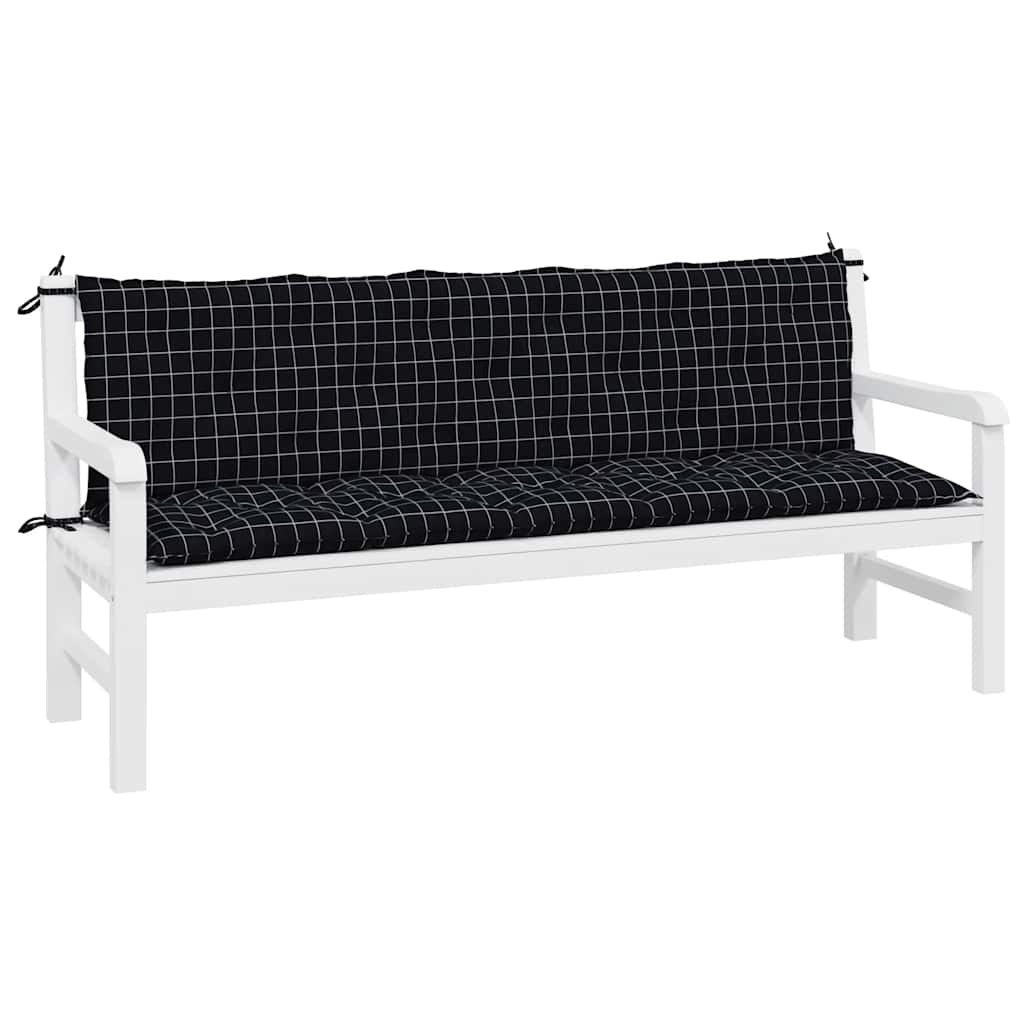 Almofadões p/ banco de jardim 2 pcs tecido oxford xadrez preto