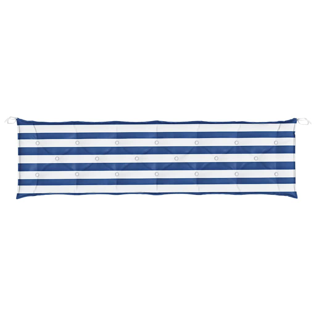 Almofadões p/ banco jardim 2 pcs 200x50x7 cm tecido azul/branco