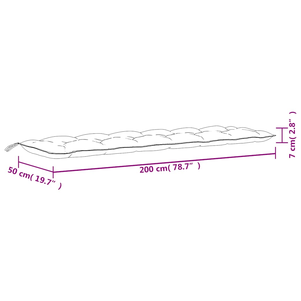 Almofadões p/ banco jardim 2 pcs 200x50x7 cm tecido azul/branco