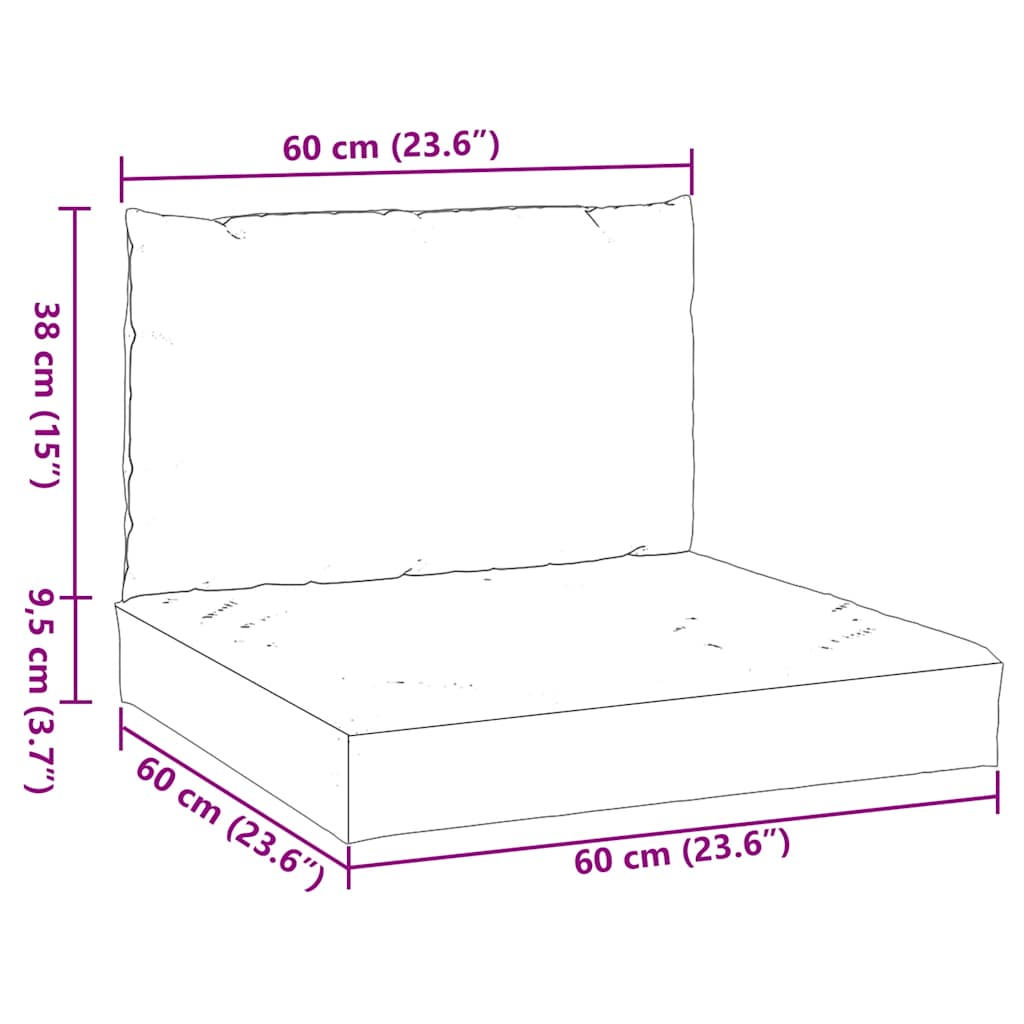 Almofadões p/ móveis de paletes 2 pcs tecido oxford cinzento