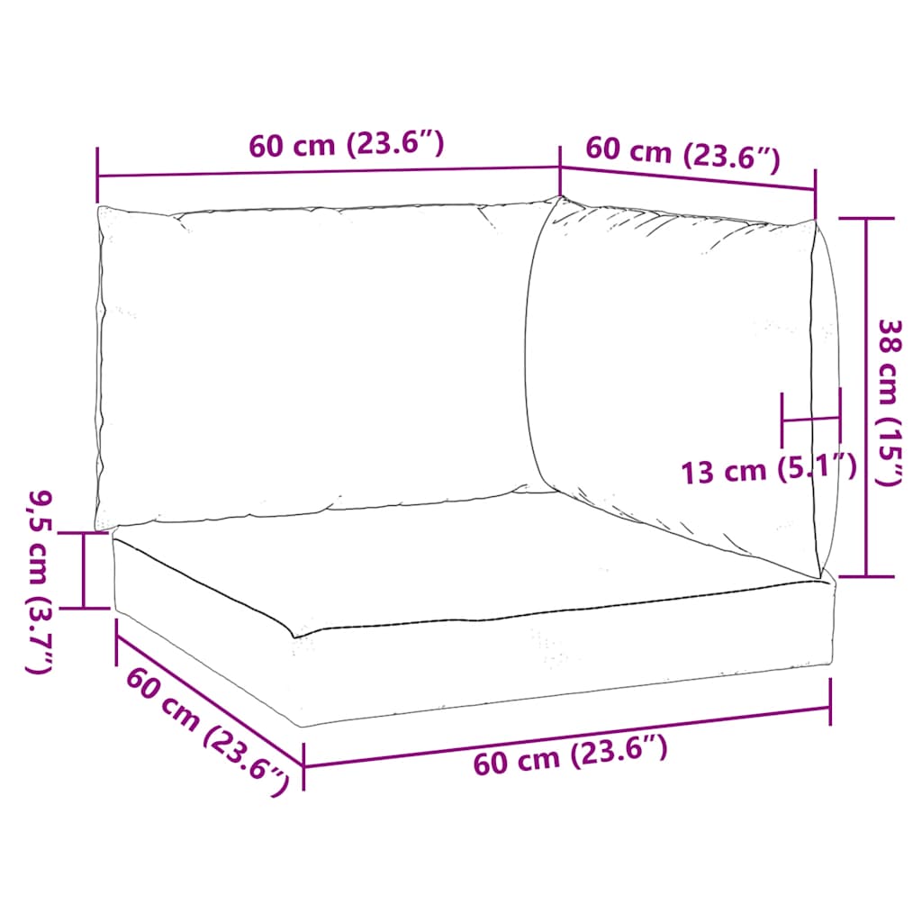 Almofadões p/ paletes 3 pcs tecido oxford branco nata