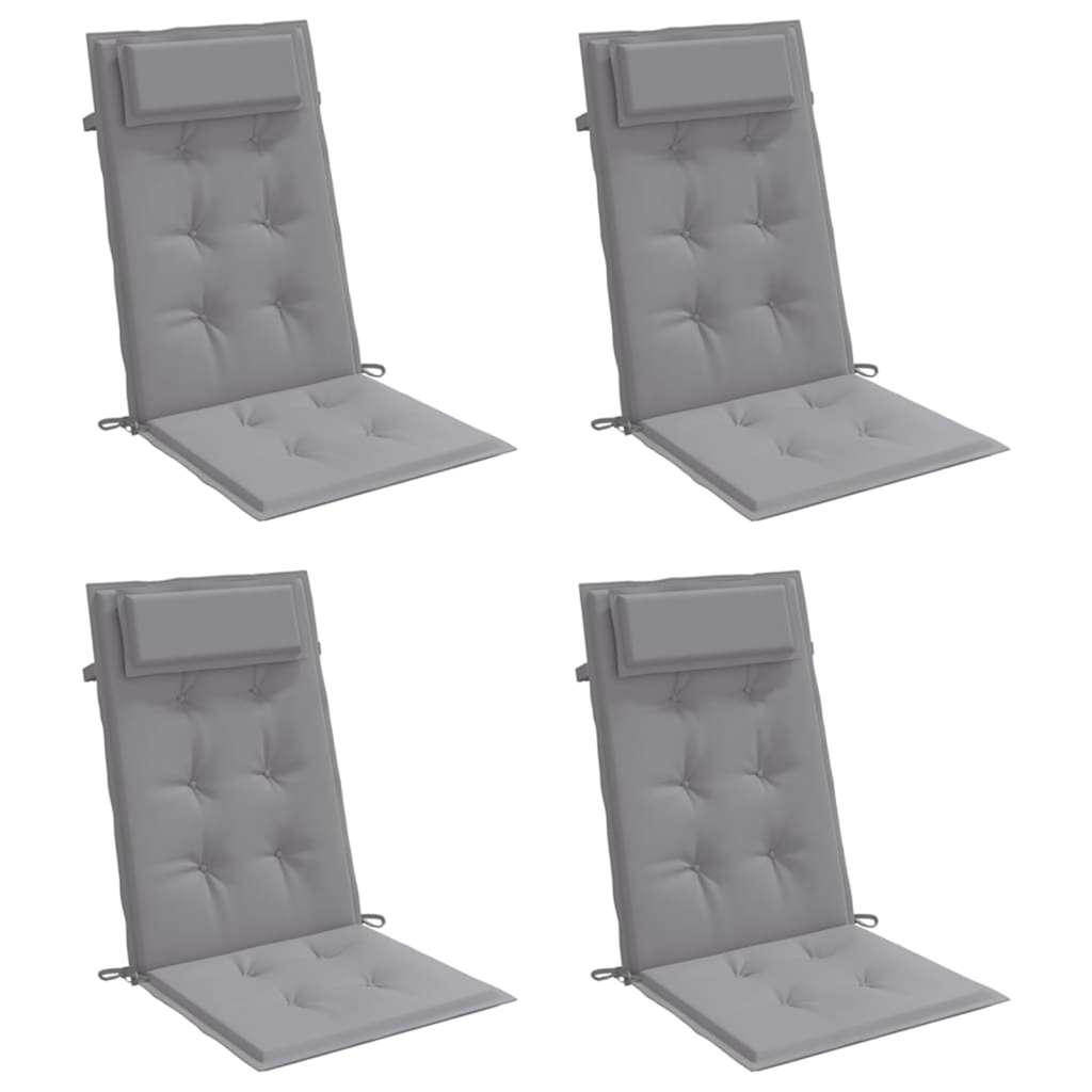 Almofadões p/ cadeira encosto alto 4 pcs tecido oxford cinzento