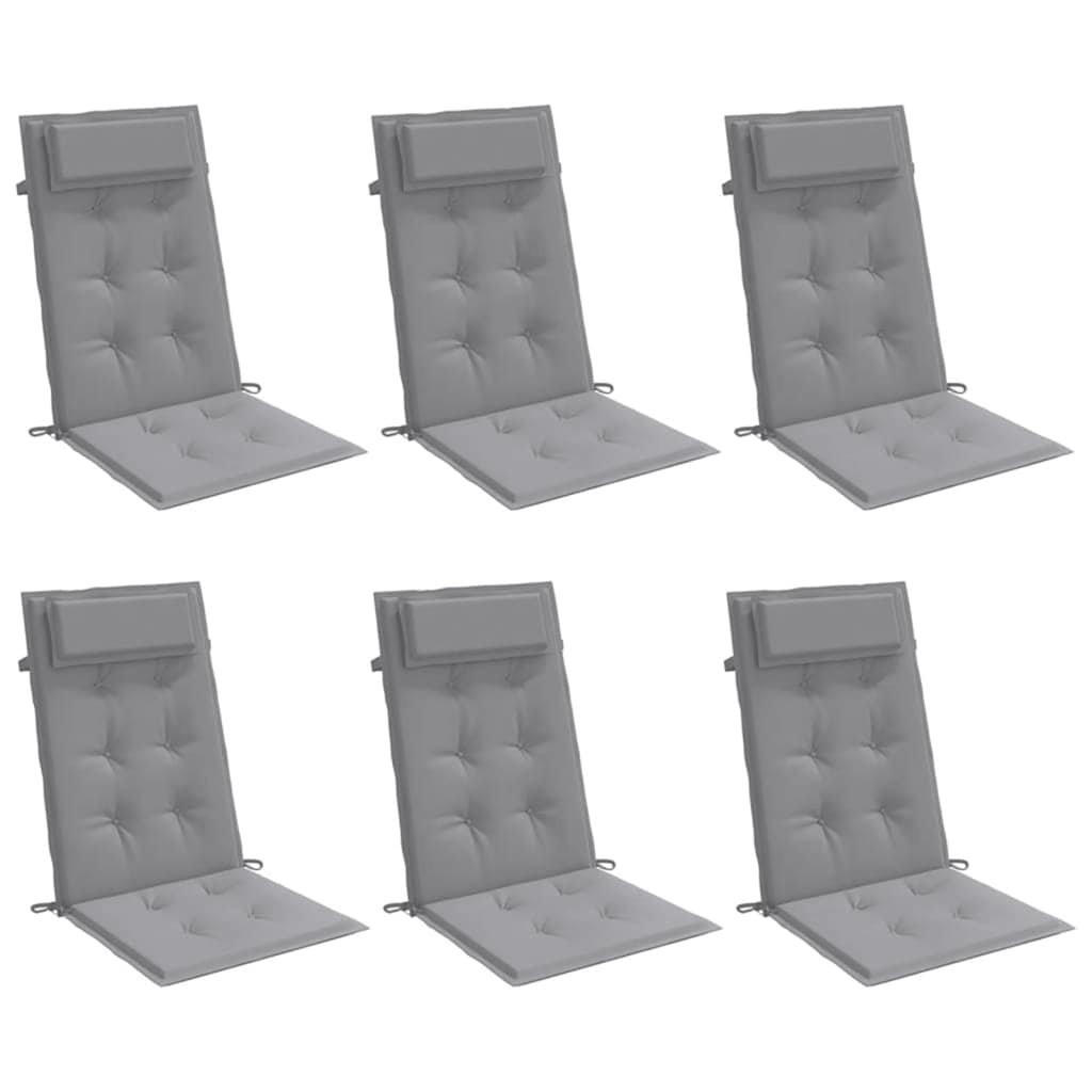 Almofadões p/ cadeira encosto alto 6 pcs tecido oxford cinzento