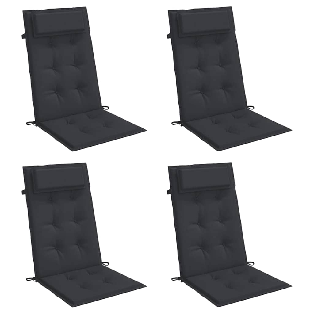 Almofadões p/ cadeira encosto alto 4 pcs tecido oxford preto