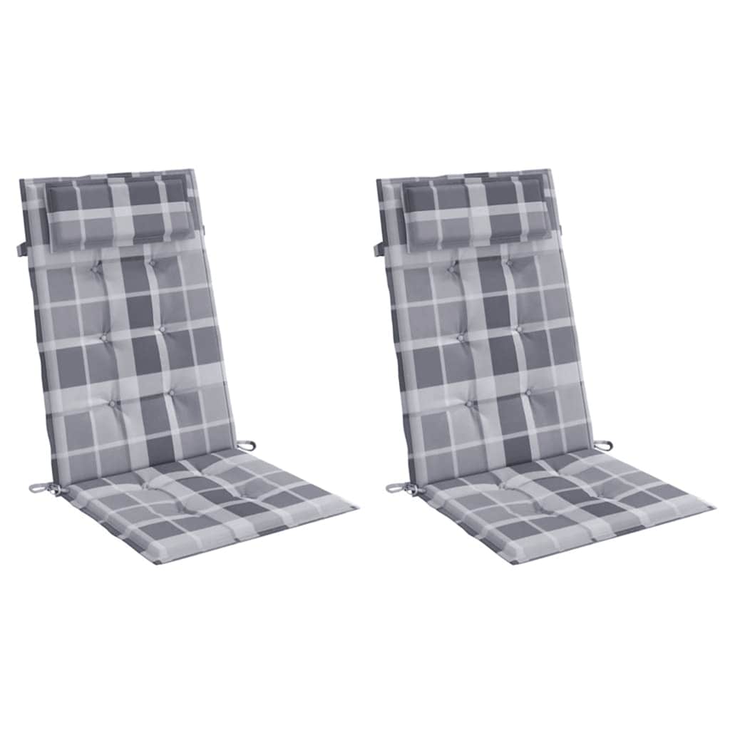 Almofadões cadeira encosto alto 2pcs tecido oxford xadrez cinza