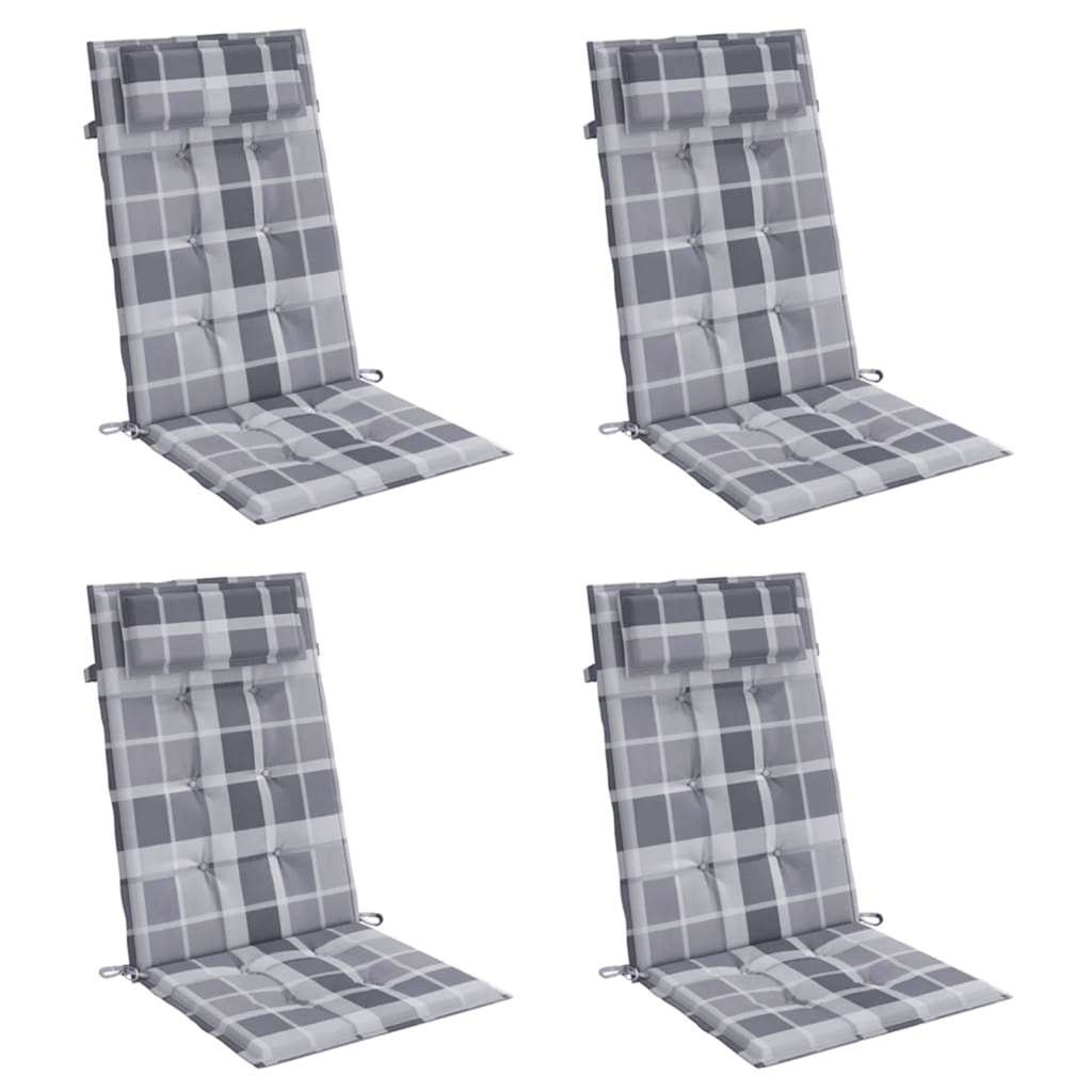 Almofadões cadeira encosto alto 4pcs tecido oxford xadrez cinza