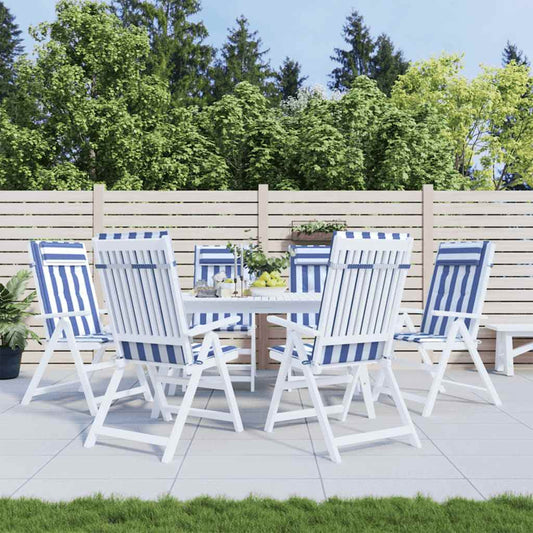 Almofadões cadeira encosto alto 6 pcs tecido oxford azul/branco